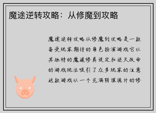 魔途逆转攻略：从修魔到攻略